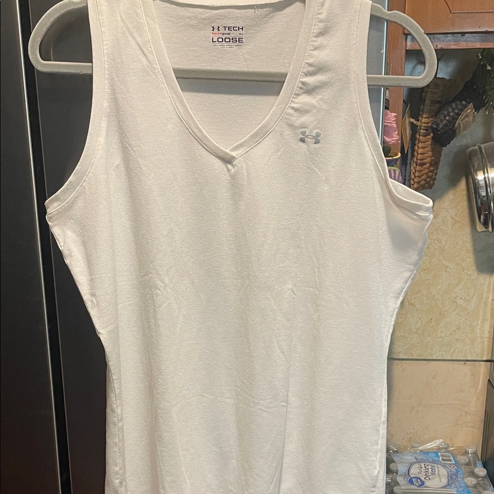 Under Armour White Tech Loose V-Neck Tank Top